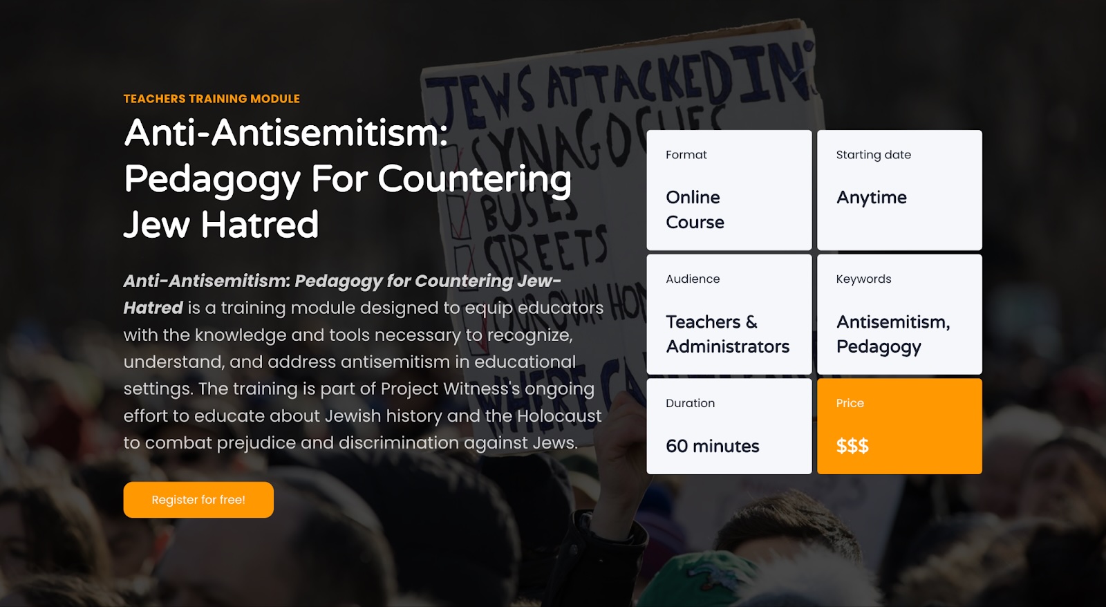 Project Witness Launches Groundbreaking Teacher Training Module on Antisemitism